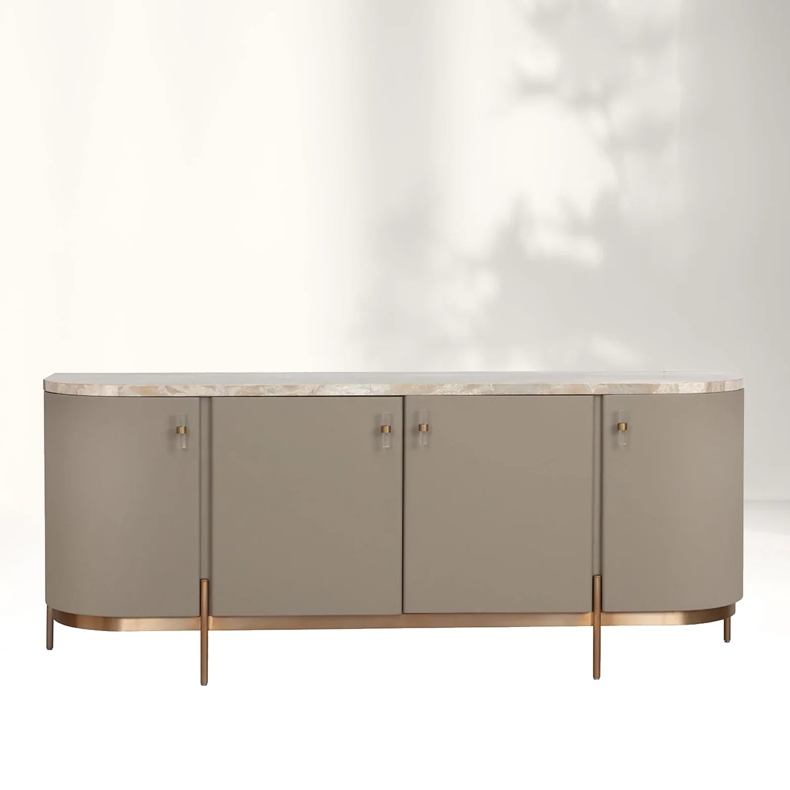 Canodi Cappuccino Marble Top Buffet Sideboard Luxury Leather Finish TV Cabinets Wood Storage Entryway Cabinets