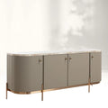 Canodi Cappuccino Marble Top Buffet Sideboard Luxury Leather Finish TV Cabinets Wood Storage Entryway Cabinets