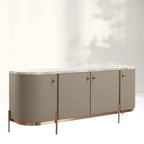 Canodi Cappuccino Marble Top Buffet Sideboard Luxury Leather Finish TV Cabinets Wood Storage Entryway Cabinets