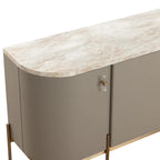 Canodi Cappuccino Marble Top Buffet Sideboard Luxury Leather Finish TV Cabinets Wood Storage Entryway Cabinets