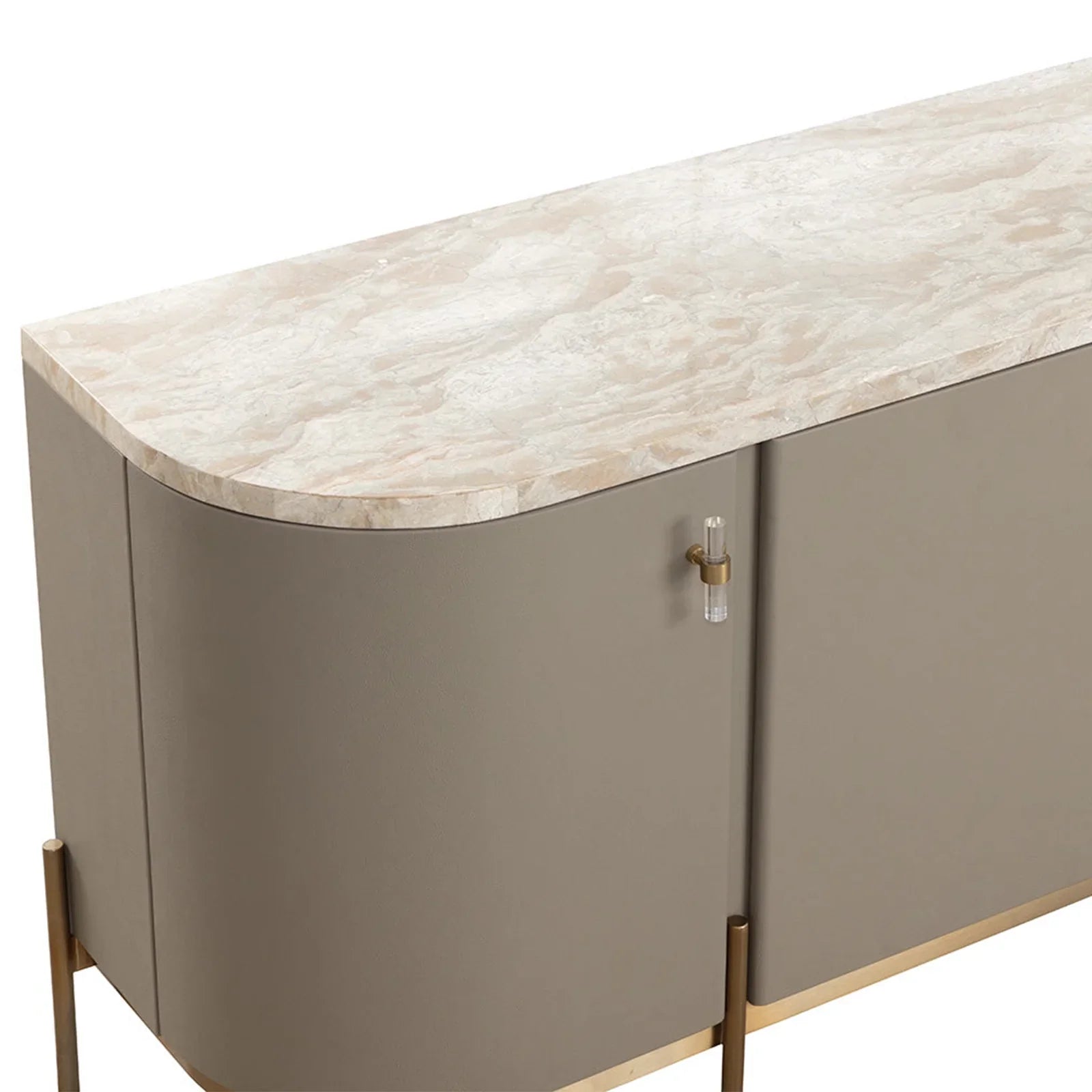 Canodi Cappuccino Marble Top Buffet Sideboard Luxury Leather Finish TV Cabinets Wood Storage Entryway Cabinets