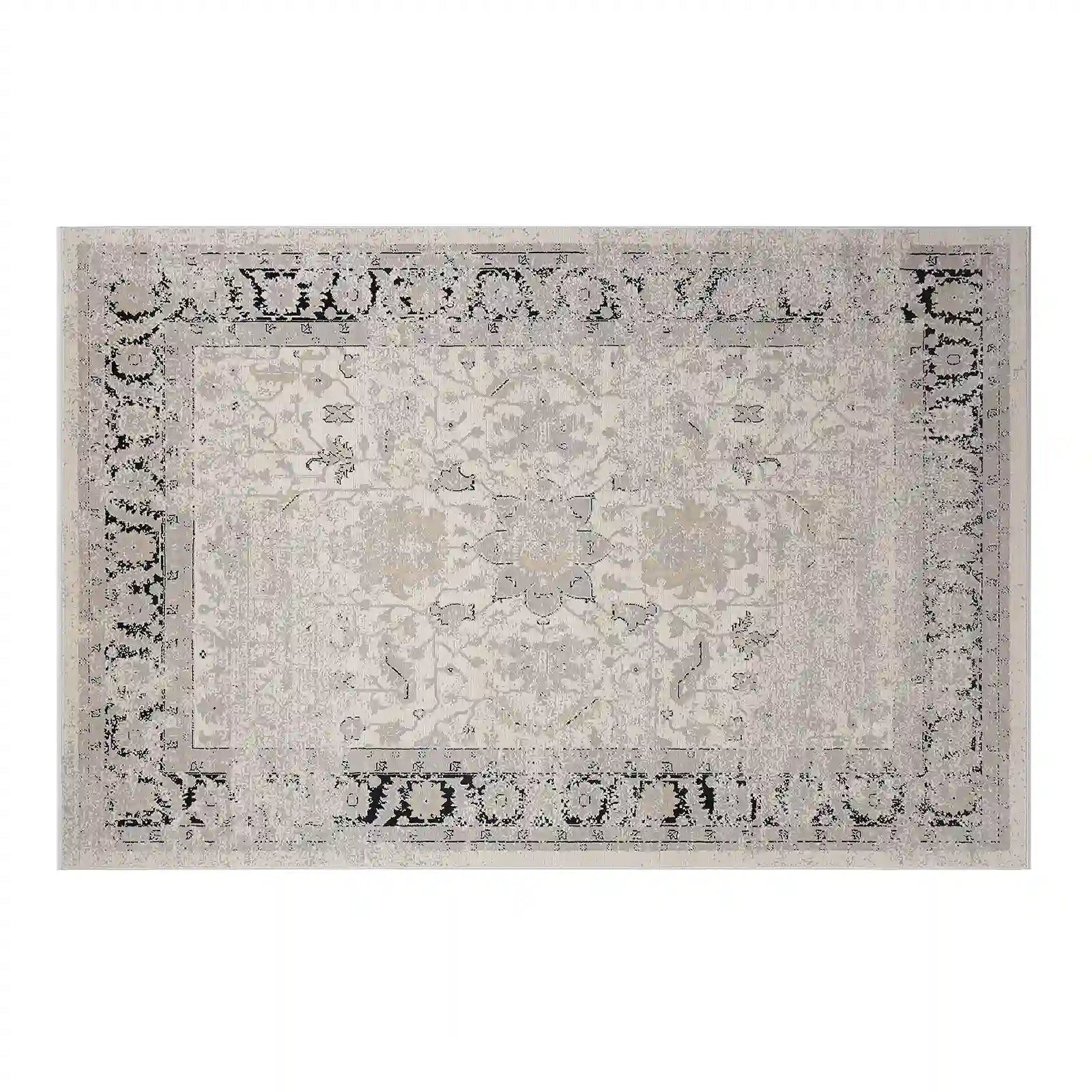 Chaoyang Framed Abstract Border Neutral Area Rug with Relaxed & Casual Carpet Vintage Distressed Border Style