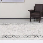 Chaoyang Framed Abstract Border Neutral Area Rug with Relaxed & Casual Carpet Vintage Distressed Border Style