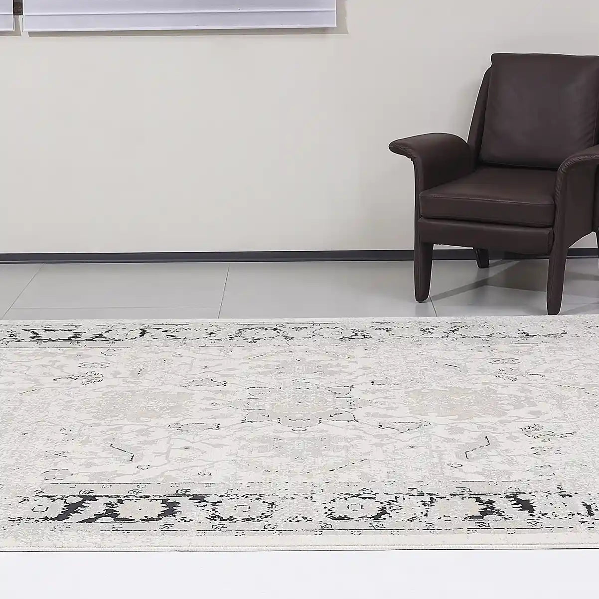 Chaoyang Framed Abstract Border Neutral Area Rug with Relaxed & Casual Carpet Vintage Distressed Border Style