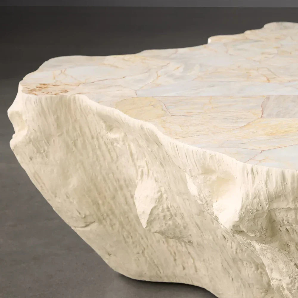 Clayhill Irregular Shape Coffee Table Petrified Wood Cocktail Table Unique Nature Sofa Center Tea Table