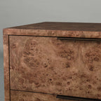 Corey Closed Nightstand with Mappa Burl Wood Bedside Nightside Table 2-Drawer Cabinet