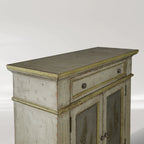 Buffet de salle à manger Cosetta avec motif de fougères peint à la main, en bois antique, meuble d'entrée
