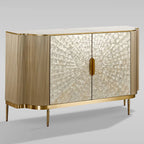 Perla luxury Two-Door Buffet Cabinet Slate Stone Tabletop Sideboard With Mother-of-Pearl Door Panel