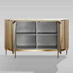 Perla luxury Two-Door Buffet Cabinet Slate Stone Tabletop Sideboard With Mother-of-Pearl Door Panel