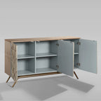 Champagne Geometric Finish Buffet Sideboard Luxury Three-Door Entryway Cabinet