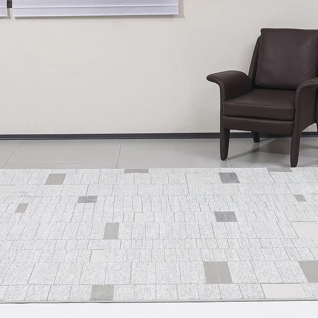 Dianya Minimal Grid Design Neutral Area Rug with Minimal Pixel Grid Style Carpet
