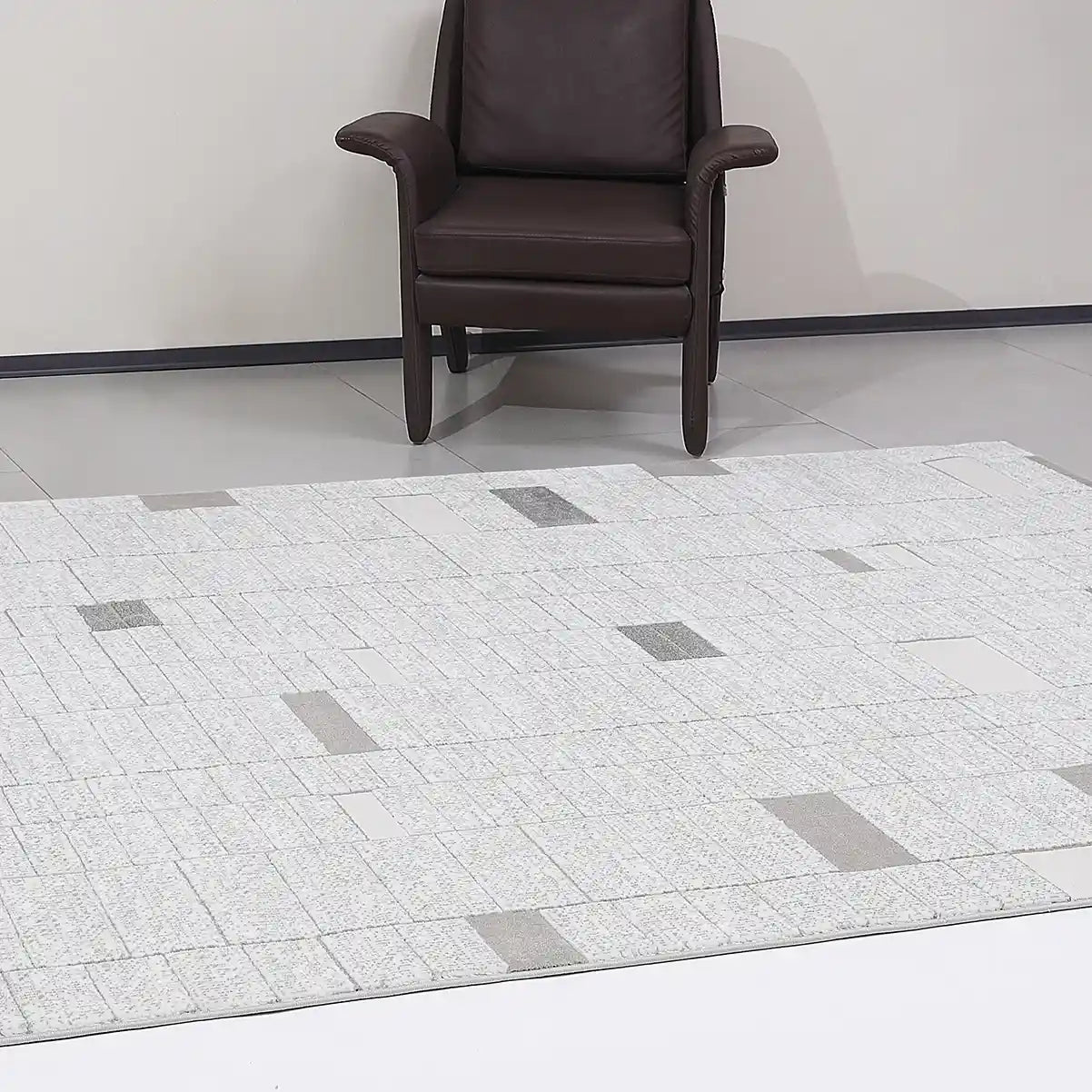 Dianya Minimal Grid Design Neutral Area Rug with Minimal Pixel Grid Style Carpet