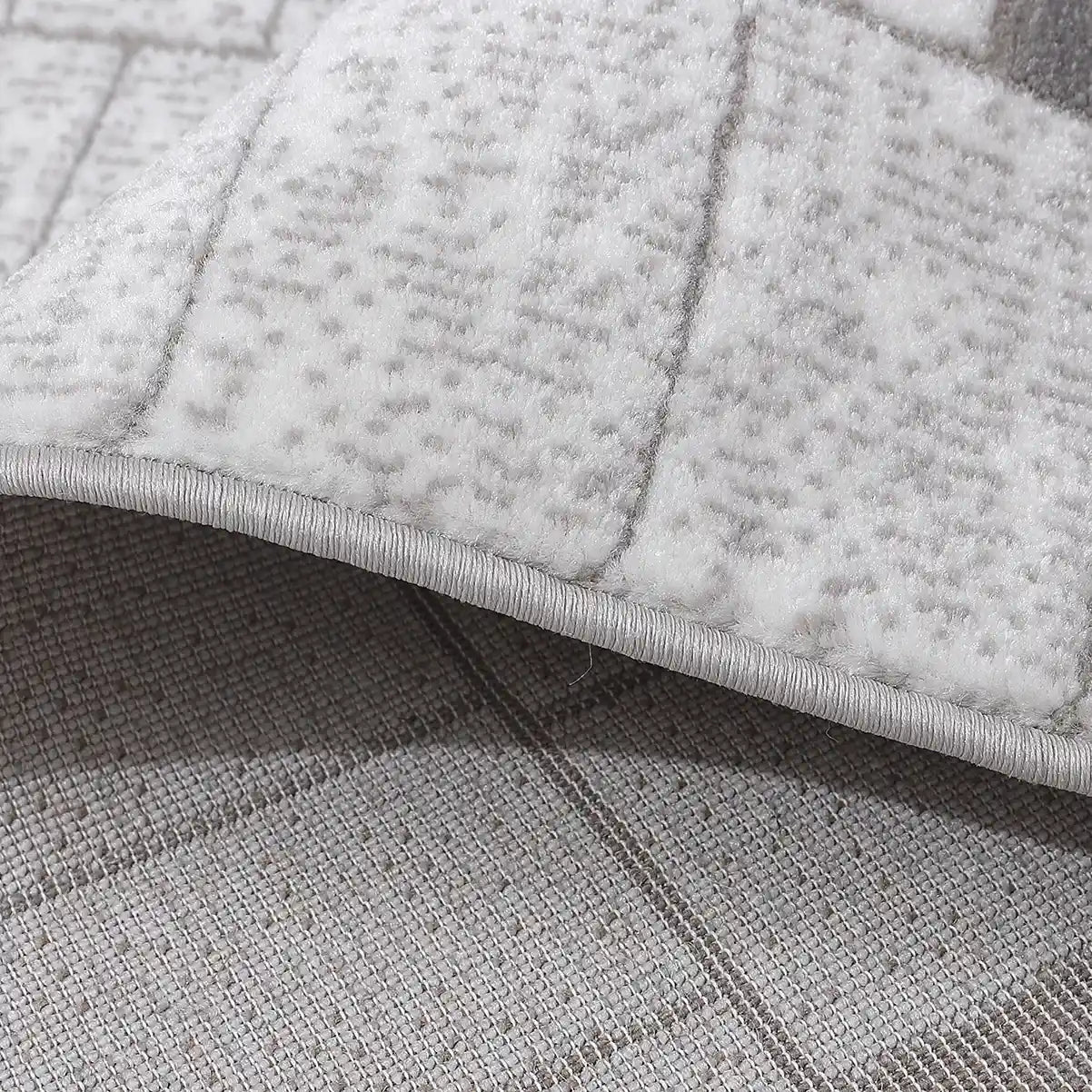 Dianya Minimal Grid Design Neutral Area Rug with Minimal Pixel Grid Style Carpet