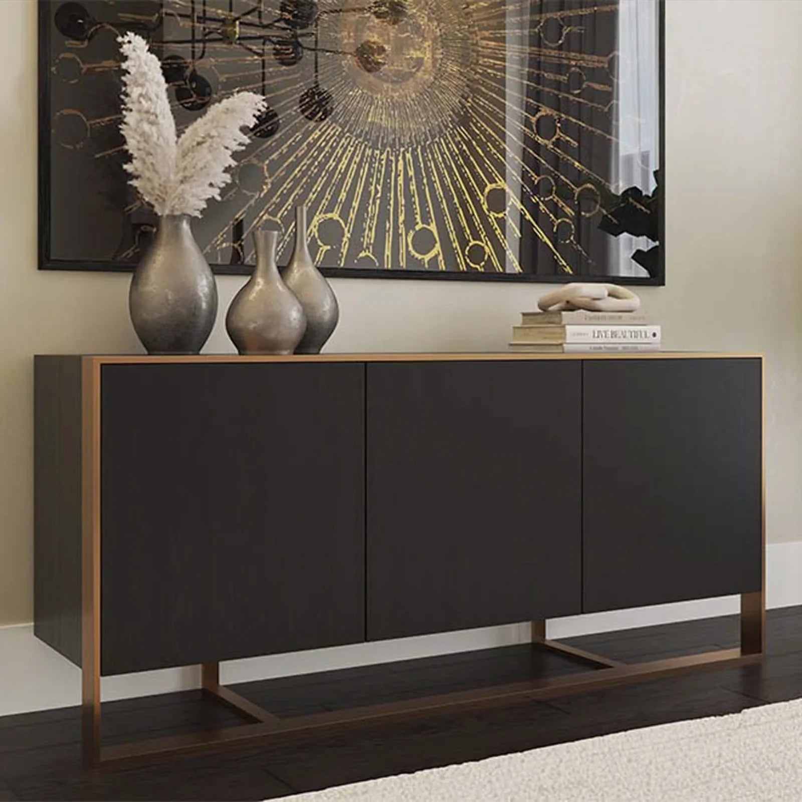 Dolton Wood Buffet Sideboard Stahlrahmen TV-Schränke Hut Garderobenschränke