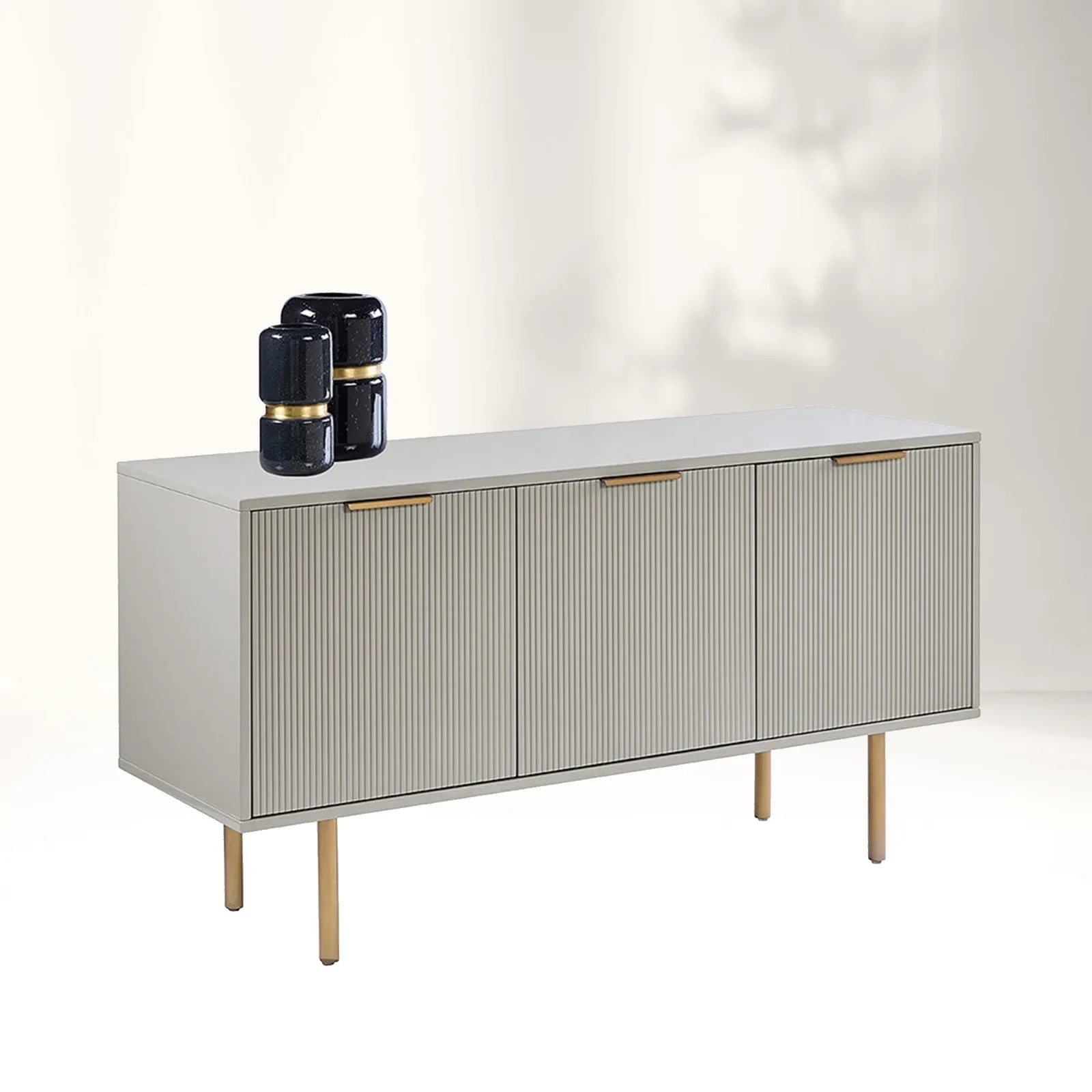 Doroda Holz Sideboard Hochglanz Grau Anrichte Modern TV-Schrank Eingangsschrank