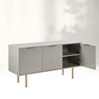 Doroda Holz Sideboard Hochglanz Grau Anrichte Modern TV-Schrank Eingangsschrank