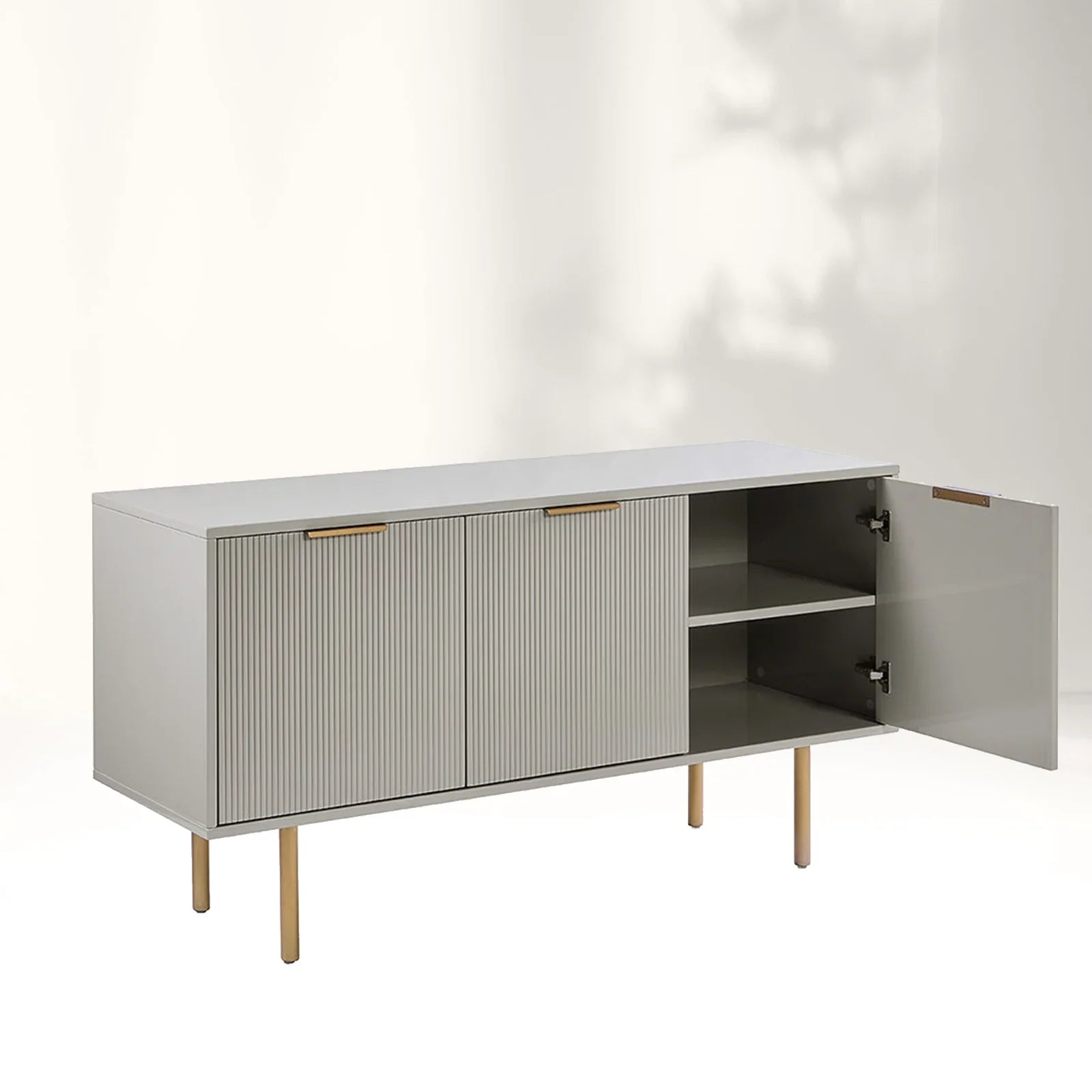 Doroda Holz Sideboard Hochglanz Grau Anrichte Modern TV-Schrank Eingangsschrank