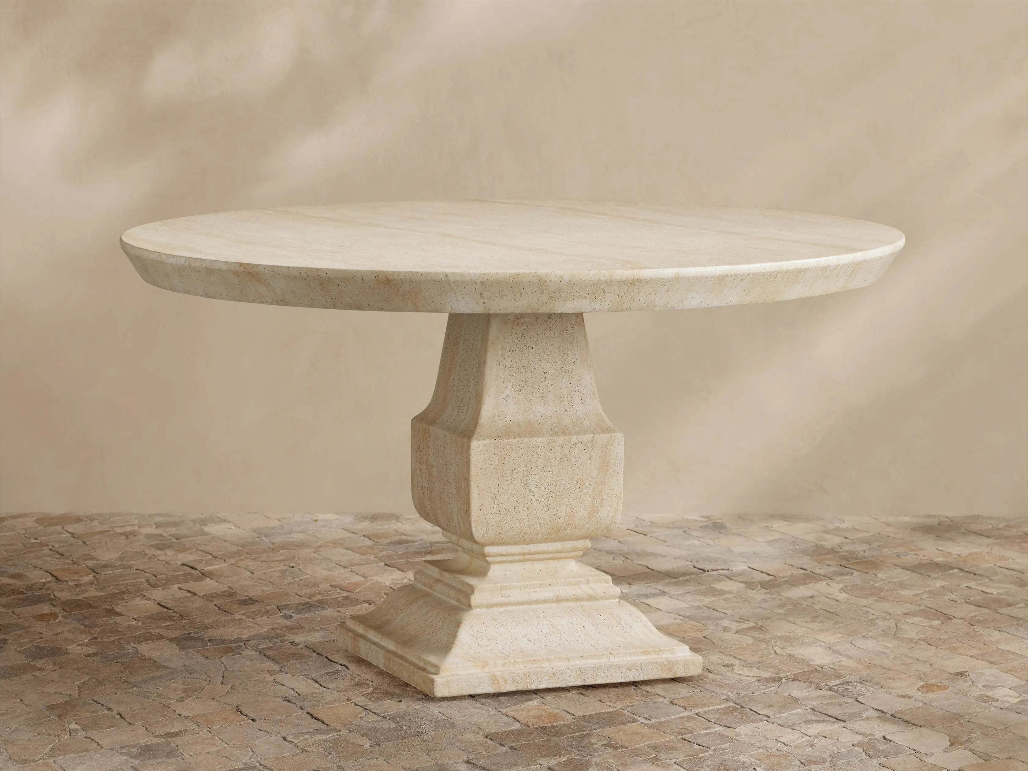 Primrose Outdoor Round Dining Table with Marble Stone Top Patio Dining Table