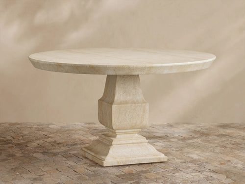 Primrose Outdoor Round Dining Table with Marble Stone Top Patio Dining Table