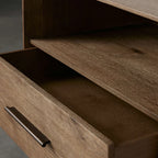 Felton Open Nightstand with Solid Oak Wood Bedside Nightside Cabinet with ONE-Drawer Cabinet Brass Drawer Pulls & Open Shelf