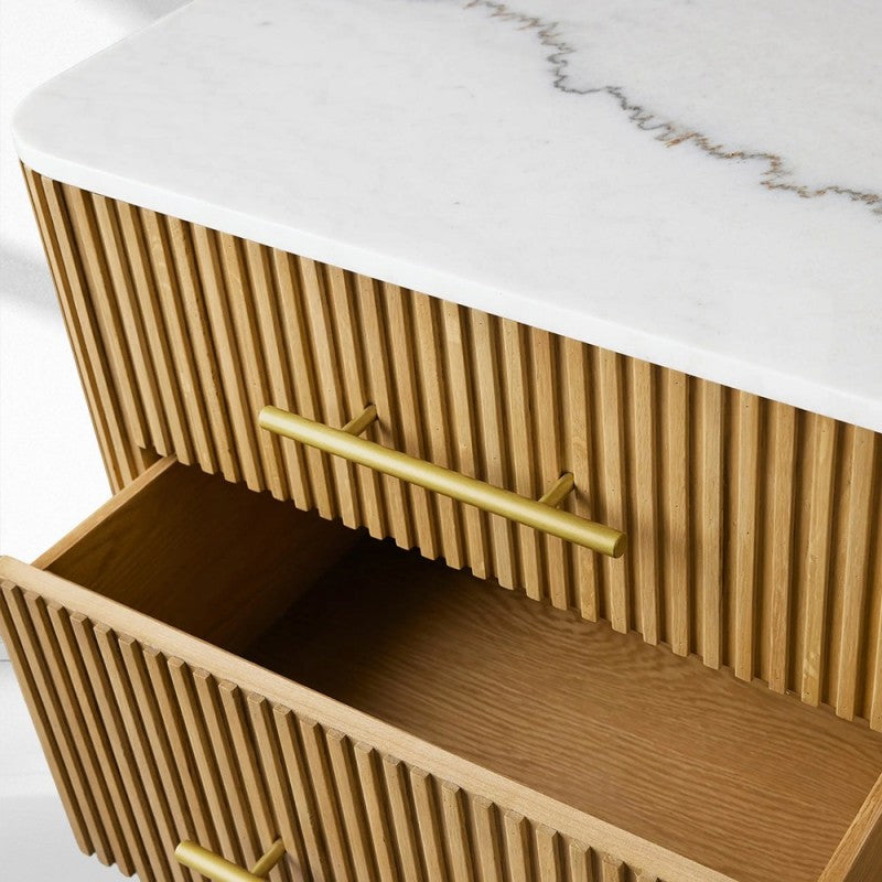 Finnley Closed Nightstand Solid Wood 2 Drawer Bedside Table for Modern Bedroom