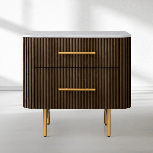 Finnley Closed Nightstand Solid Wood 2 Drawer Bedside Table for Modern Bedroom