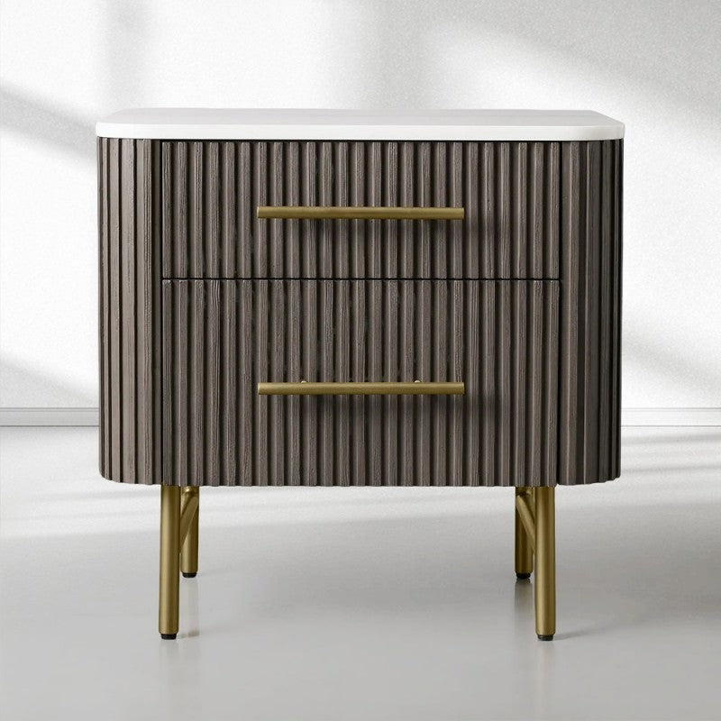 Finnley Closed Nightstand Solid Wood 2 Drawer Bedside Table for Modern Bedroom