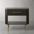 Finnley Open Nightstand with Natural Stone Top Bedside Nightside Table Wood ONE-Drawer Cabinet