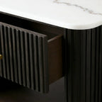 Finnley Open Nightstand with Natural Stone Top Bedside Nightside Table Wood ONE-Drawer Cabinet