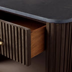Finnley Open Nightstand with Natural Stone Top Bedside Nightside Table Wood ONE-Drawer Cabinet