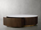 Finnley Round Storage Coffee Table Stone Top Center Tea Table