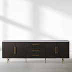 Finnley Marble Top Sideboard Buffet Cabinet wood Media TV Drawers  Cabinet Entrance Cabinet