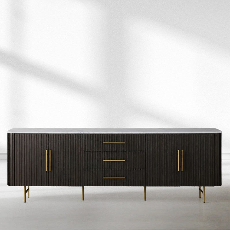 Finnley Marble Top Sideboard Buffet Cabinet wood Media TV Drawers  Cabinet Entrance Cabinet