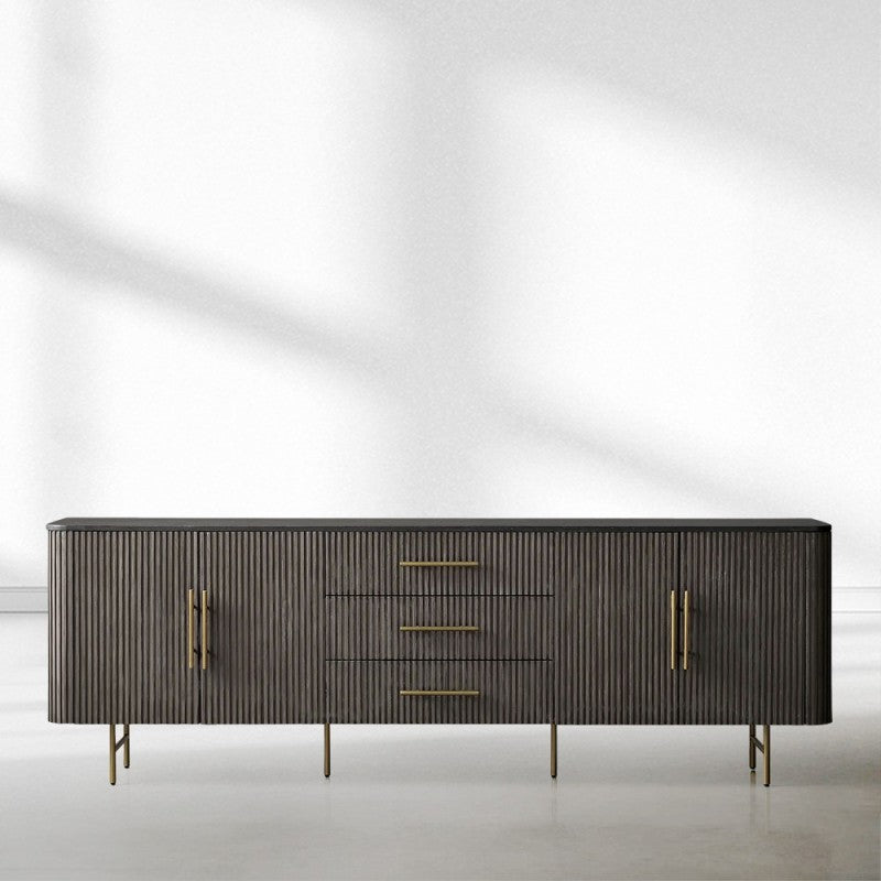 Finnley Marble Top Sideboard Buffet Cabinet wood Media TV Drawers  Cabinet Entrance Cabinet