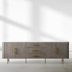 Finnley Marble Top Sideboard Buffet Cabinet wood Media TV Drawers  Cabinet Entrance Cabinet