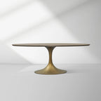 Aero Oval Solid Wood Dining Table Tulip Dining Table with Cast Steel Base