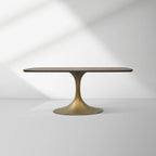 Aero Solid Oak Top Dining Table Tulip Rectangular Dining Table with Launette Base