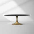 Aero Oval Solid Wood Dining Table Tulip Dining Table with Cast Steel Base