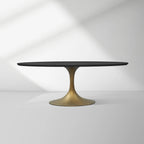 Aero Oval Solid Wood Dining Table Tulip Dining Table with Cast Steel Base