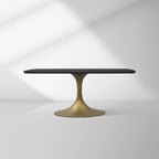 Aero Saint Germain Solid Oak Top Dining Table Tulip Rectangular Dining Table with Launette Base