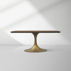 Aero Saint Germain Solid Oak Top Dining Table Tulip Rectangular Dining Table with Launette Base