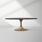 Aero Oval Solid Wood Dining Table Tulip Dining Table with Cast Steel Base