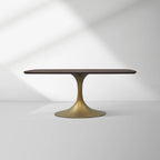 Aero Solid Oak Top Dining Table Tulip Rectangular Dining Table with Launette Base