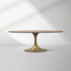 Aero Oval Solid Wood Dining Table Tulip Dining Table with Cast Steel Base