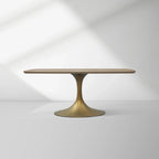 Aero Solid Oak Top Dining Table Tulip Rectangular Dining Table with Launette Base