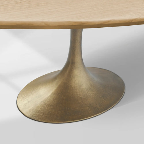 Aero Oval Solid Wood Dining Table Tulip Dining Table with Cast Steel Base