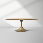 Aero Oval Solid Wood Dining Table Tulip Dining Table with Cast Steel Base