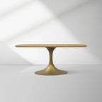 Aero Solid Oak Top Dining Table Tulip Rectangular Dining Table with Launette Base