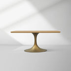 Aero Saint Germain Solid Oak Top Dining Table Tulip Rectangular Dining Table with Launette Base
