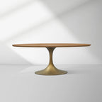 Aero Oval Solid Wood Dining Table Tulip Dining Table with Cast Steel Base